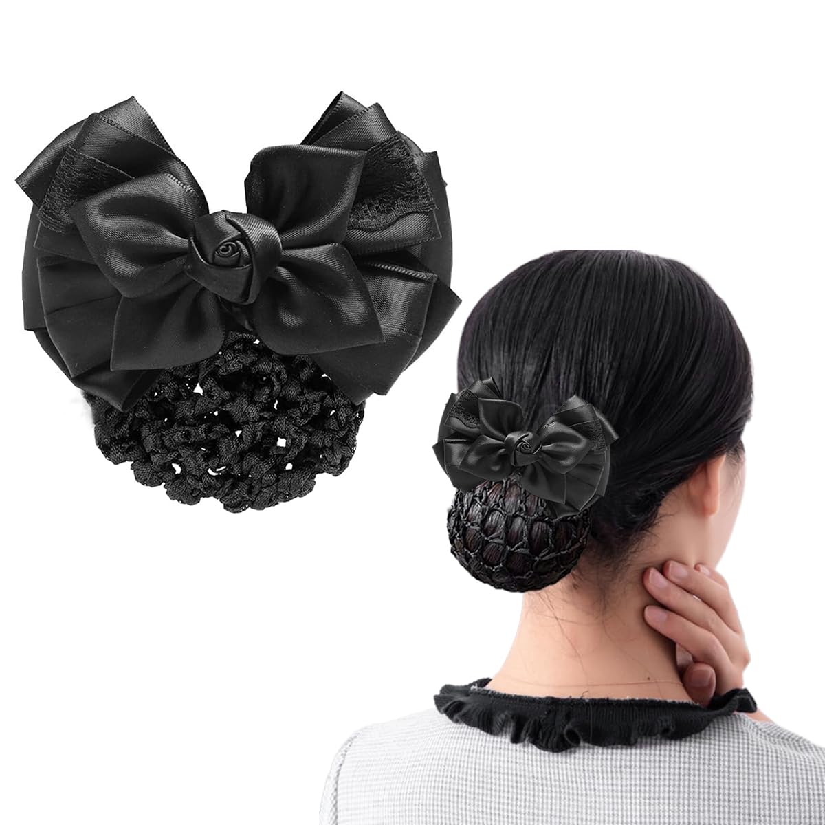 PALAY Hair Buns Clip, Bow Bun Nets Bun Maker for Hair, Lace Rose Hair Bun Accessories for Women, Spring Clip Snood Hair Net for Work or Daily, Dancer Nurse Hair Accessory PALAY Hair Buns Clip, Bow Bun Nets Bun Maker for Hair, Lace Rose Hair Bun Accessories for Women, Spring Clip Snood Hair Net for Work or Daily, Dancer Nurse Hair Accessory
